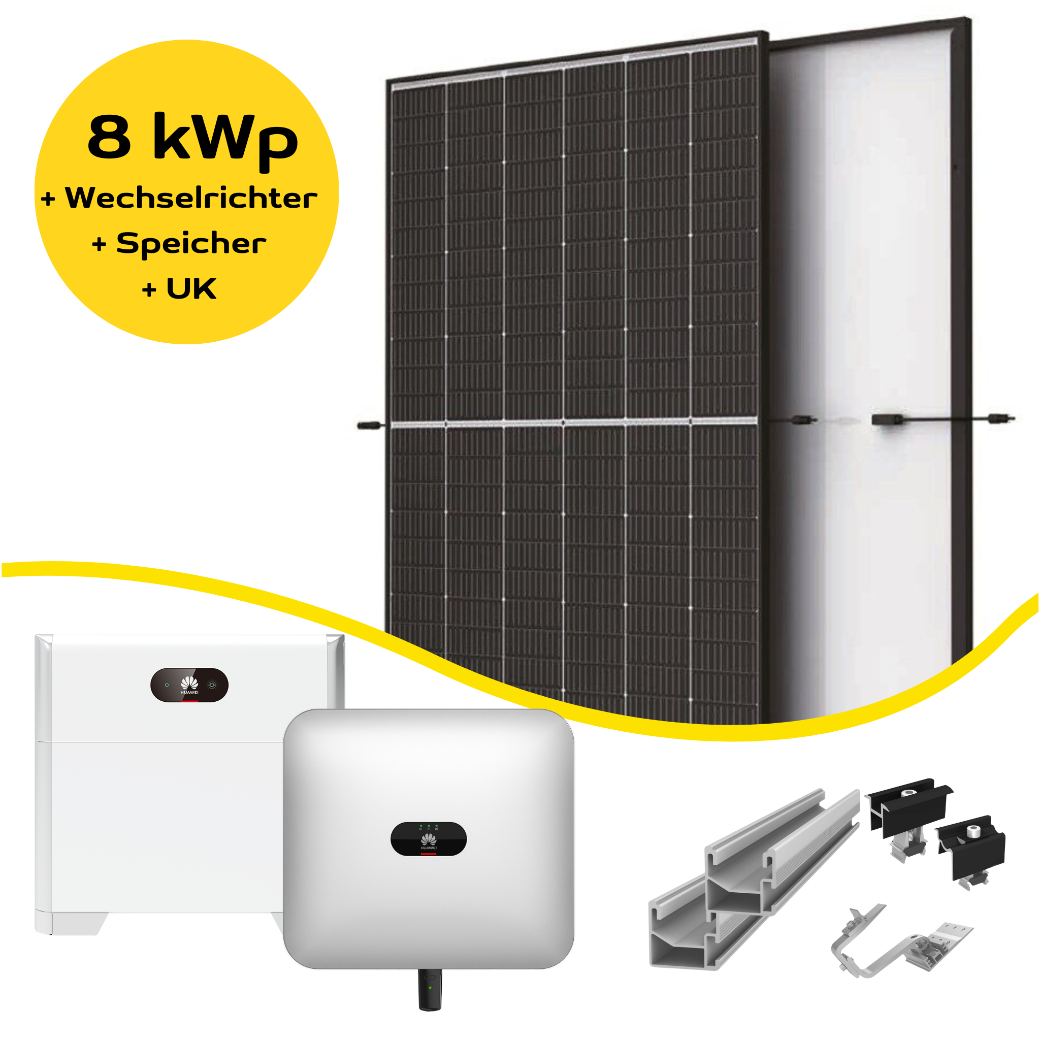 8 kW PV-Anlage-Komplettsystem mit Trina Modulen & Huawei Wechselrichter + Speicher